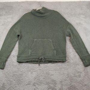 SWEATY BETTY Size M Restful Boucle Textured Sweatshirt  Pocket Funnel Neck Green